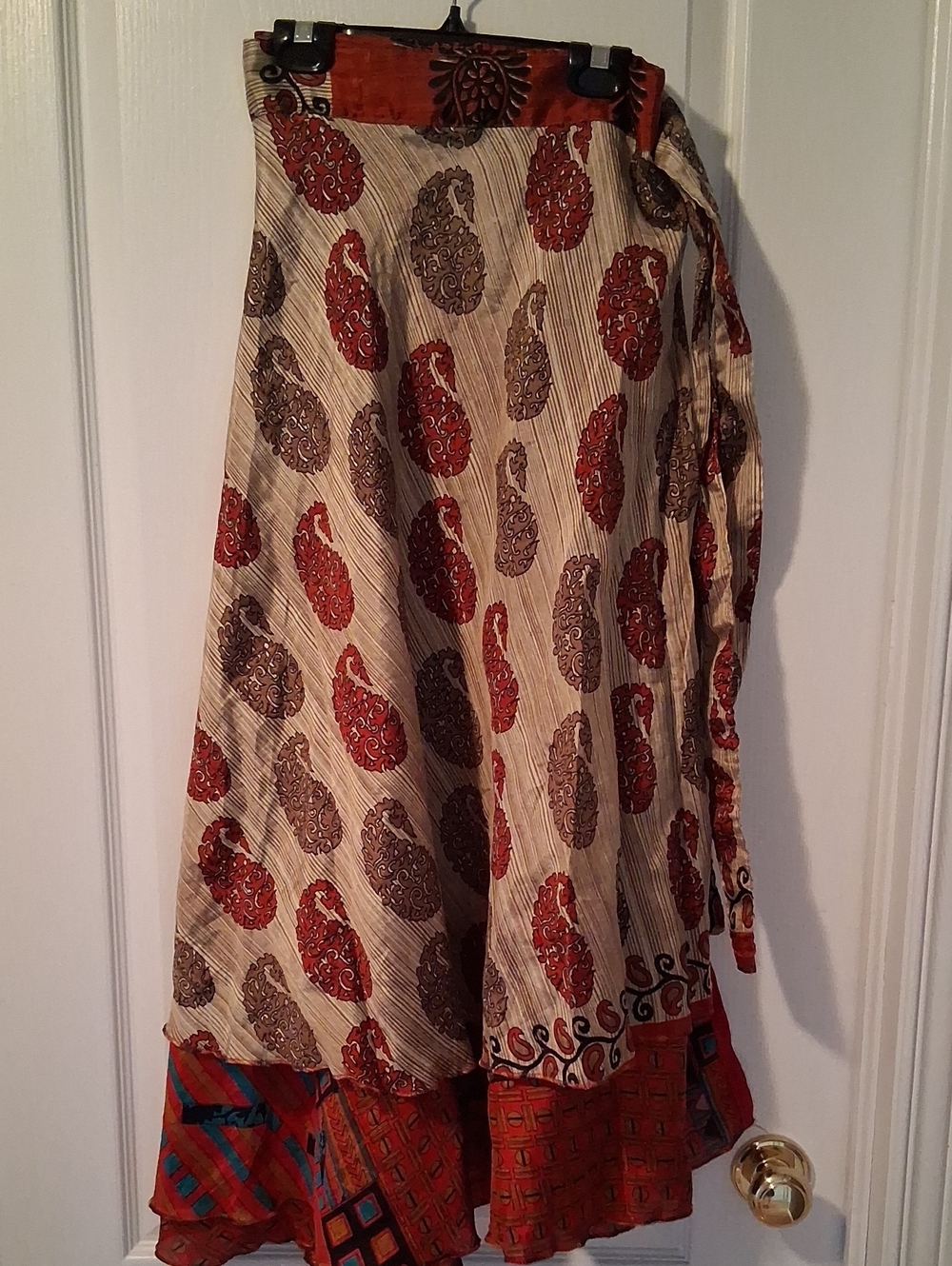 Silk Reversible Paisley Maxi Wrap Skirt